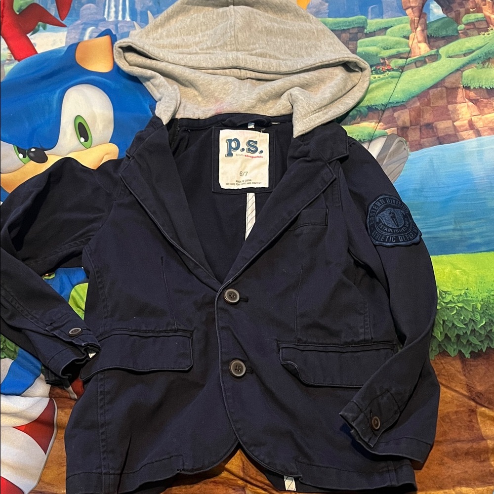 Aeropostale Navy Blazer with Gray Hood